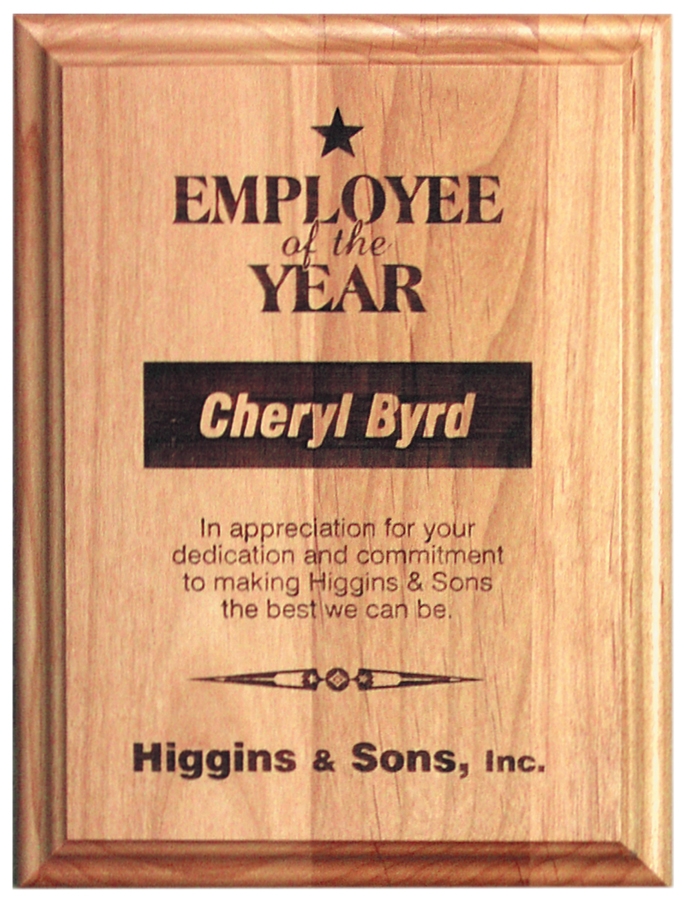 Genuine Red Alder Wood Recognition Plaque