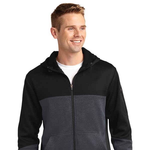 ST245 Sport-Tek® Tech Fleece Colorblock Full-Zip Hooded Jacket mens ...